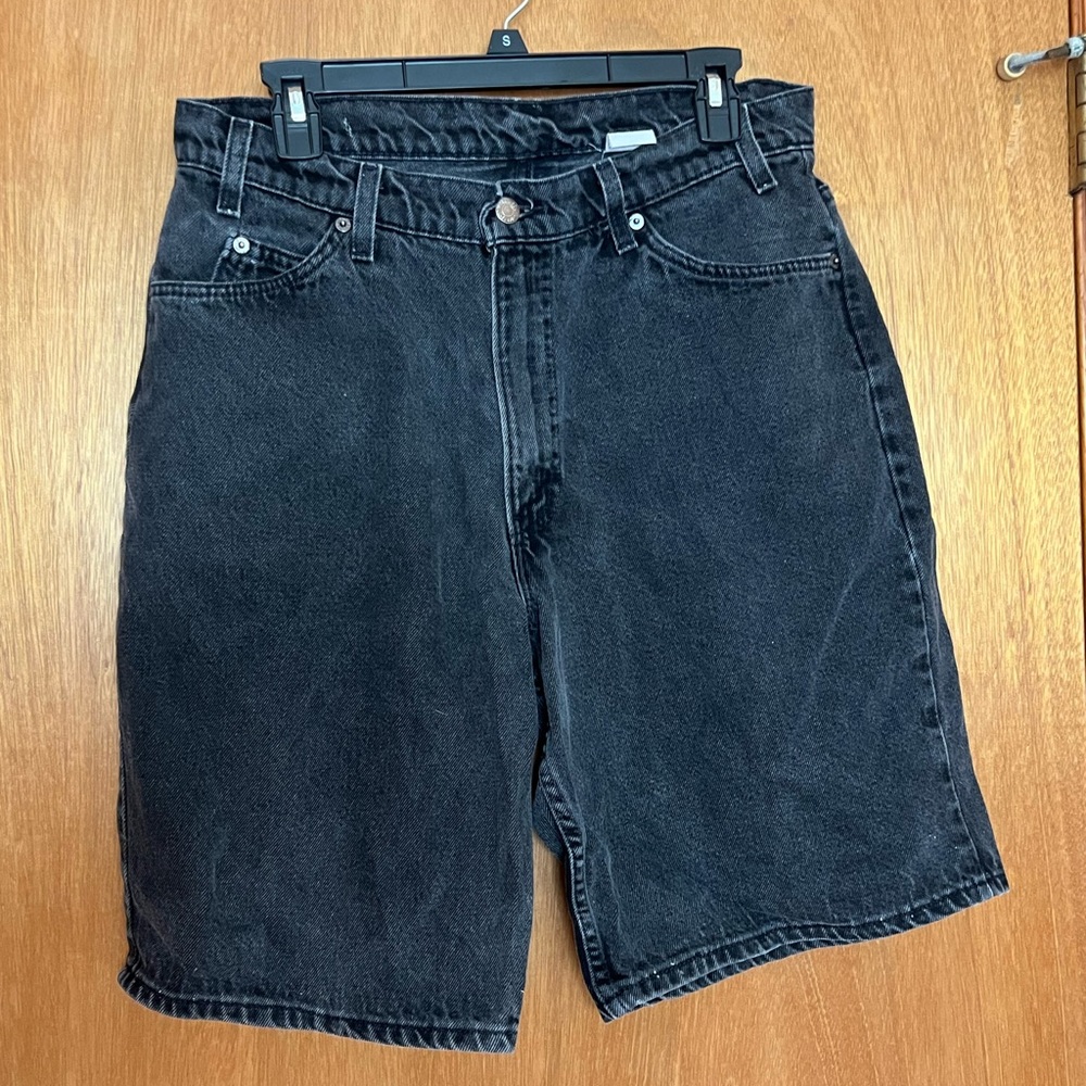 Vintage 90s orange tab levi’s black denim shorts made in USA